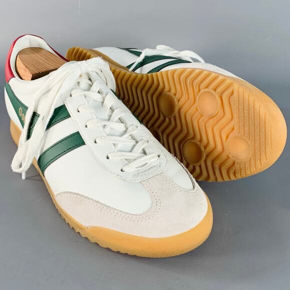 GOLA Size 10 Torpedo White Green Red Leather Suede Low Top Sneakers - Picture 5 of 8